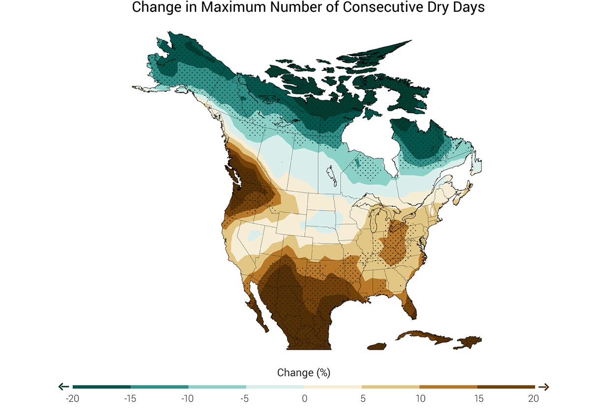 Change in Maximum Number of Consecutive Dry Days