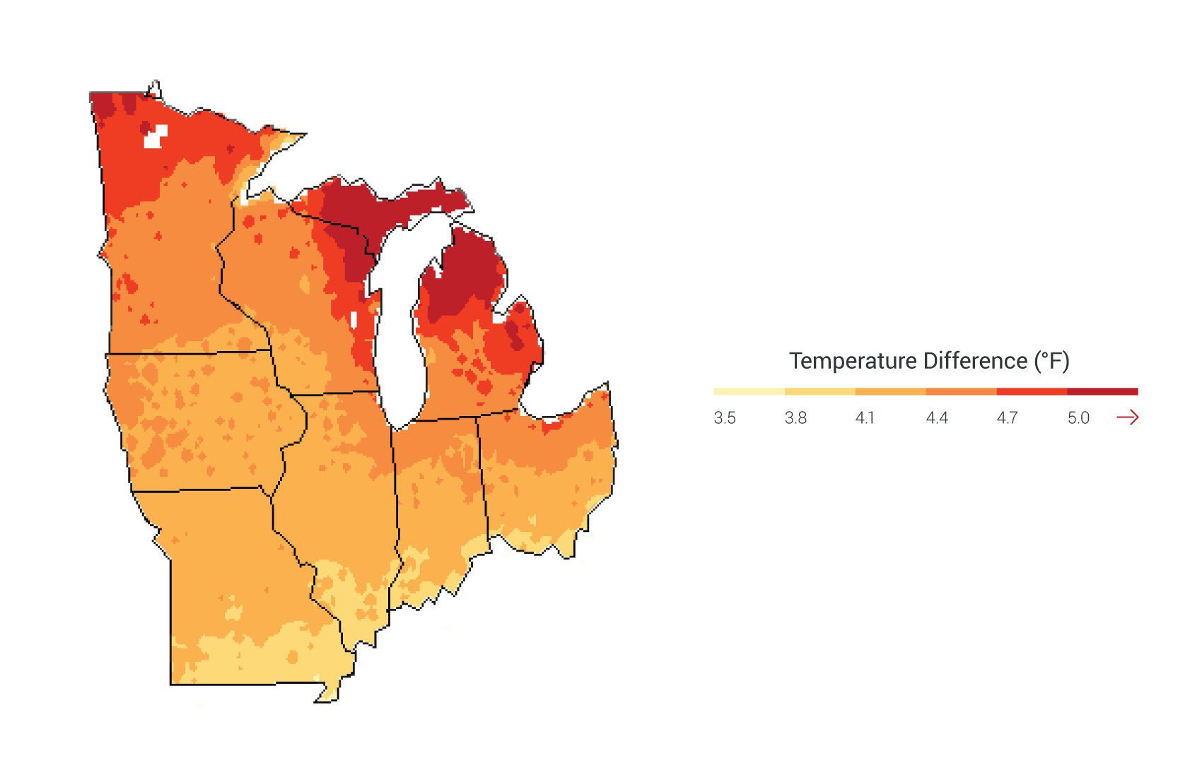 Midwest National Climate Assessment   Map Avg Temperature 