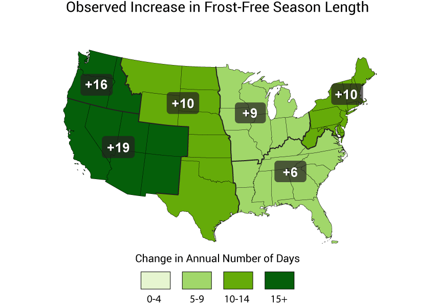 Observed Increase in Frost-Free Season Length