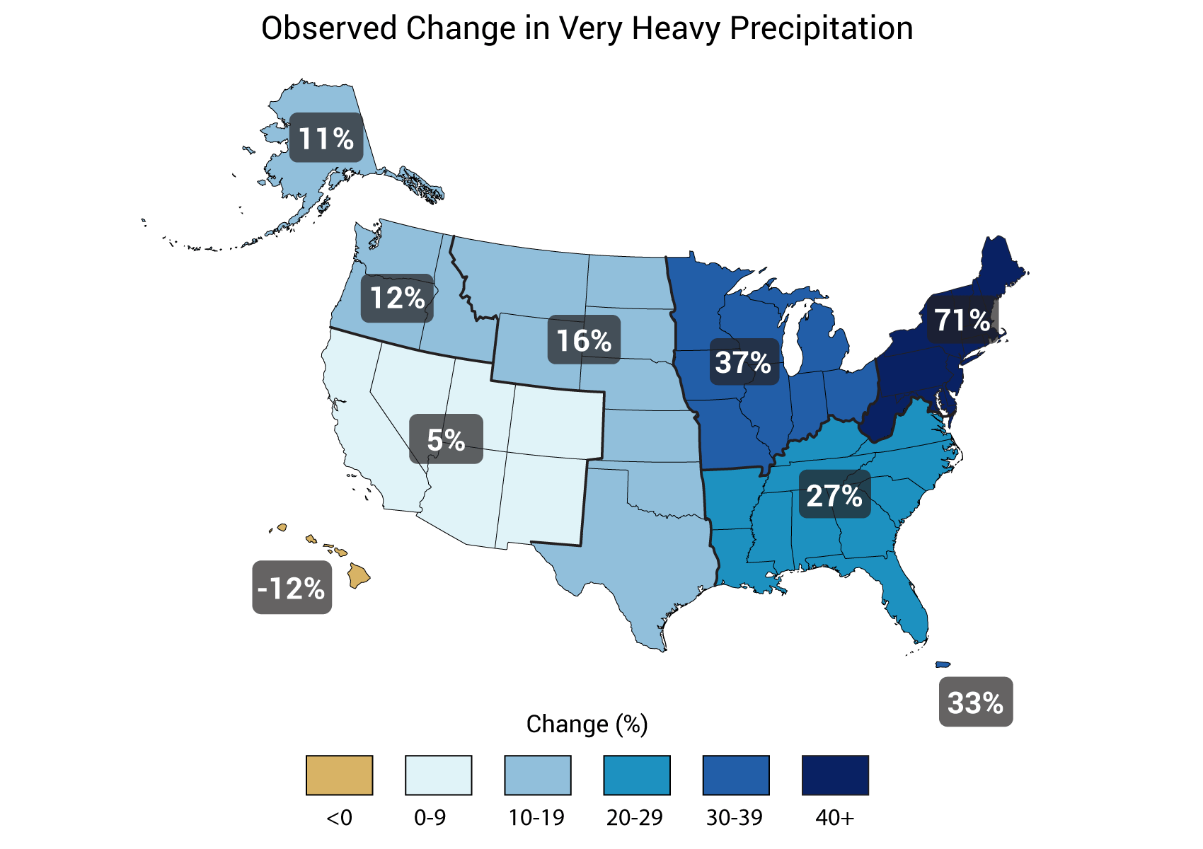 Observed Change in Very Heavy Precipitation